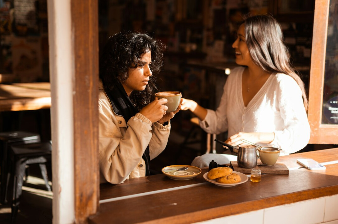 friends chatting over coffee